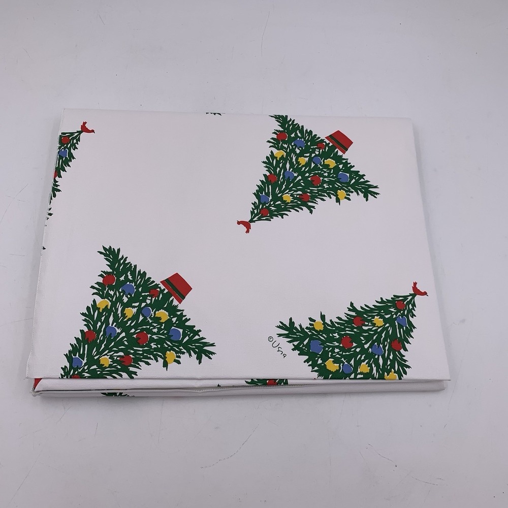 NWT VTG Vera Neumann Tablecloth 60X85 Rectangle  Christmas Vinyl‎ NEW DEADSTOCK
